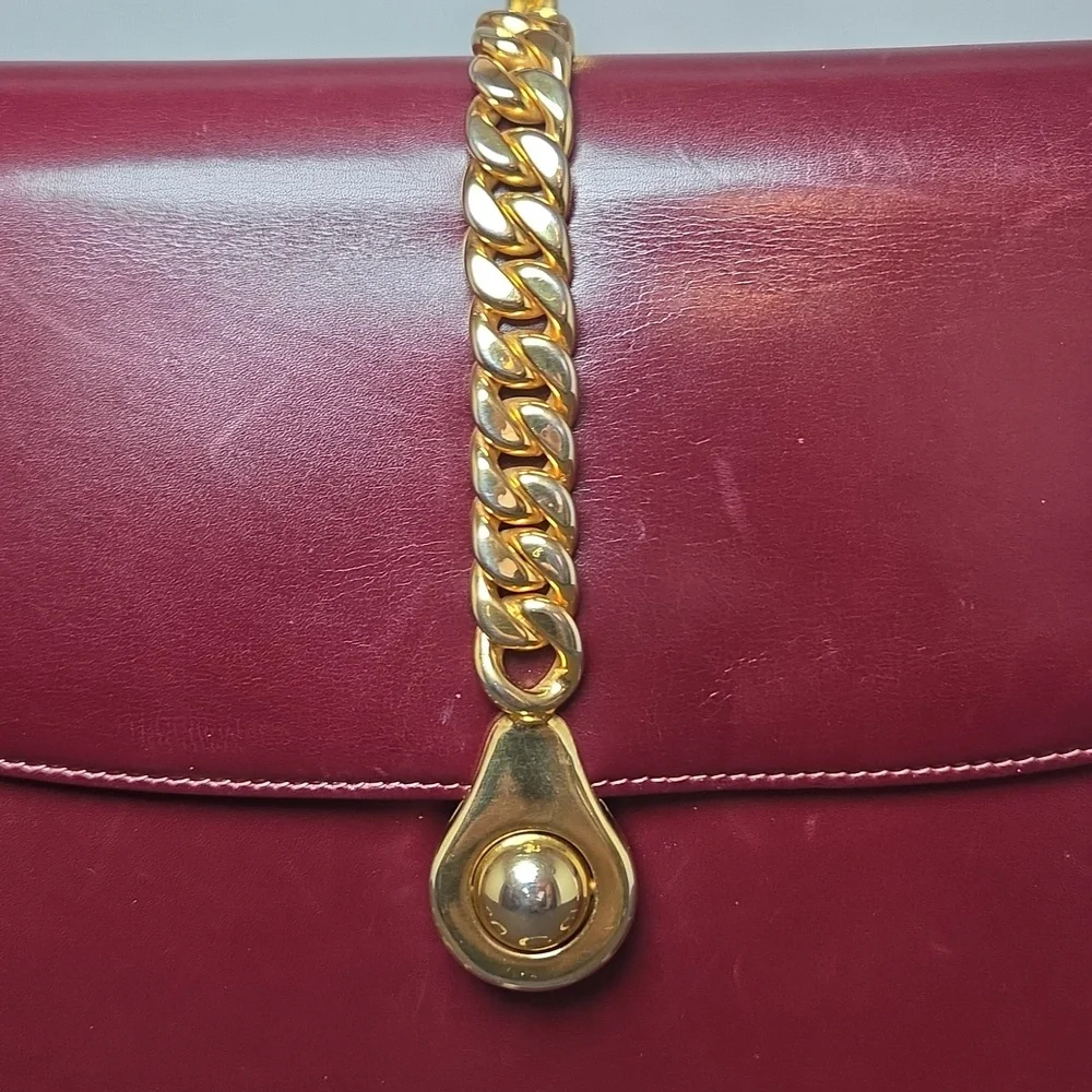 Gucci Boutique 1970s RARE  Bordeaux Leather 2way Bag Very limited Production - Picture 10 of 17